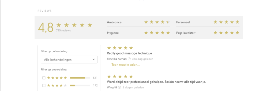 700+ reviews La Saskia Massage